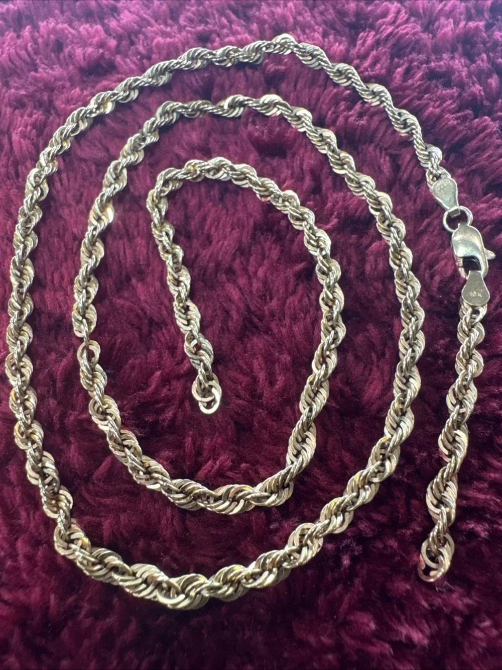 10K Yellow Gold Rope Chain Necklace 20” 3mm 4.7g Broken Needs Repair